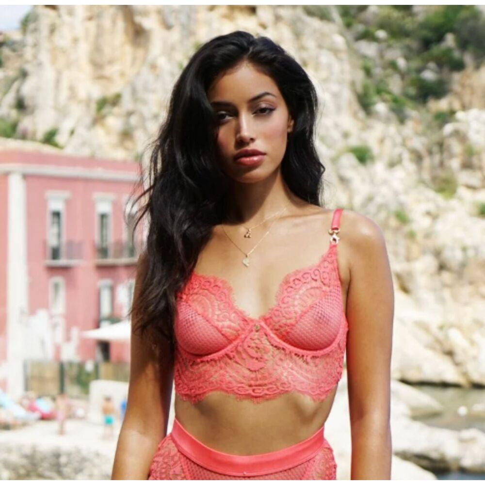 Gooseberry Intimates Full on Glam Demi Bra in Hot Peach